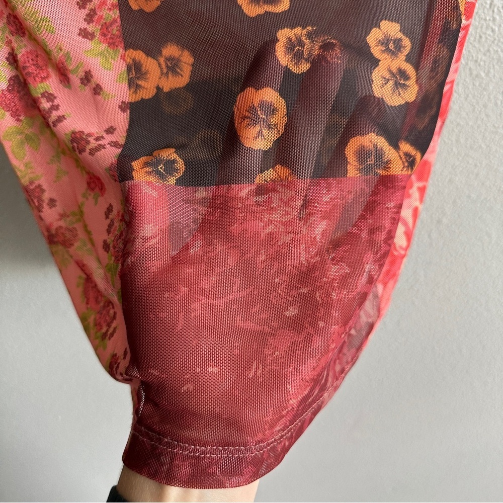 NWT Anthropologie Porridge Floral Patchwork Sheer Mesh T-Shirt XS - Picture 6 of 11